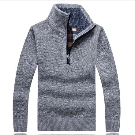 Herre striktrøje med halv lynlås og lange ærmer – slim fit sweater til hverdag – Tavrion