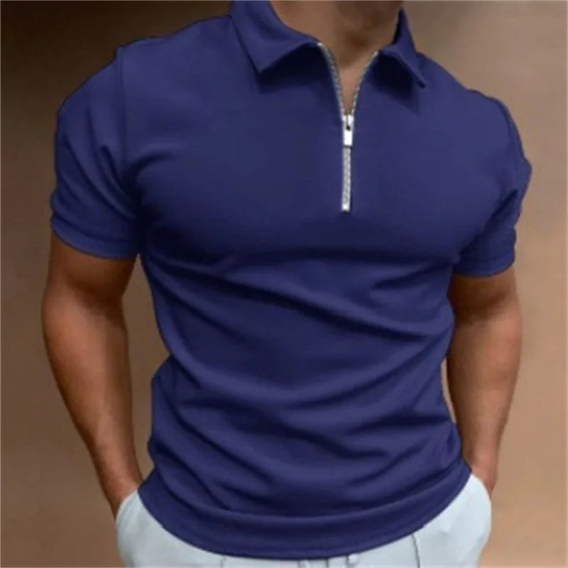 Virello Poloshirt med Half-Zip og Korte Ærmer Slim Fit