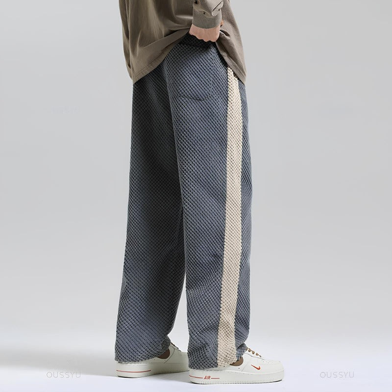 Herre sweatpants i ribstruktur med elastisk talje og afslappet pasform – bukser til hverdag og fritid – Corvian