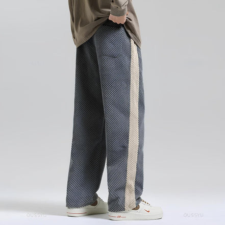 Herre sweatpants i ribstruktur med elastisk talje og afslappet pasform – bukser til hverdag og fritid – Corvian