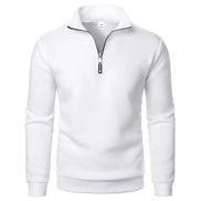 Herre sweatshirt med halv lynlås og høj krave – Velrano