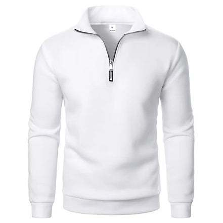 Herre sweatshirt med halv lynlås og høj krave – Velrano