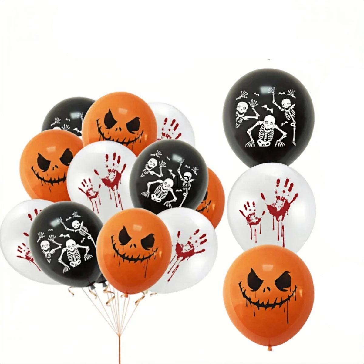Halloweenske balóny s odtlačkami rúk a motívmi lebiek – Hallowyn