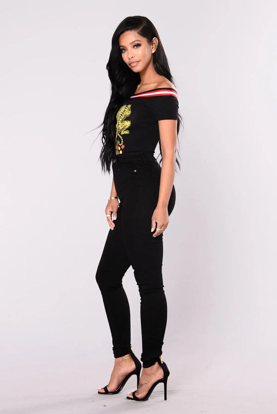 Højtaljede slim jeans