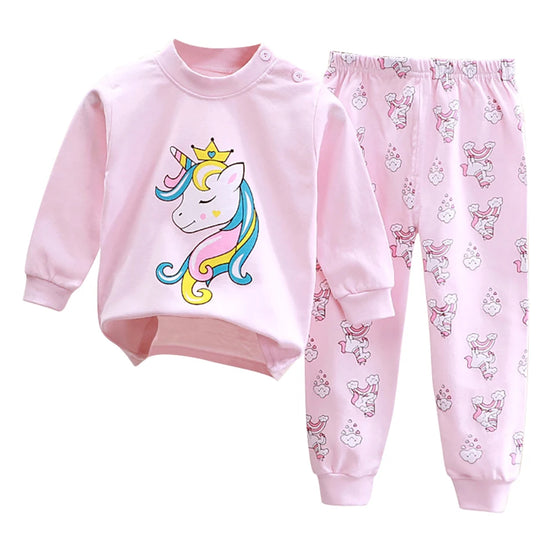 Uniro børnepyjamas – Unisex sæt med print til efterår og indendørs brug