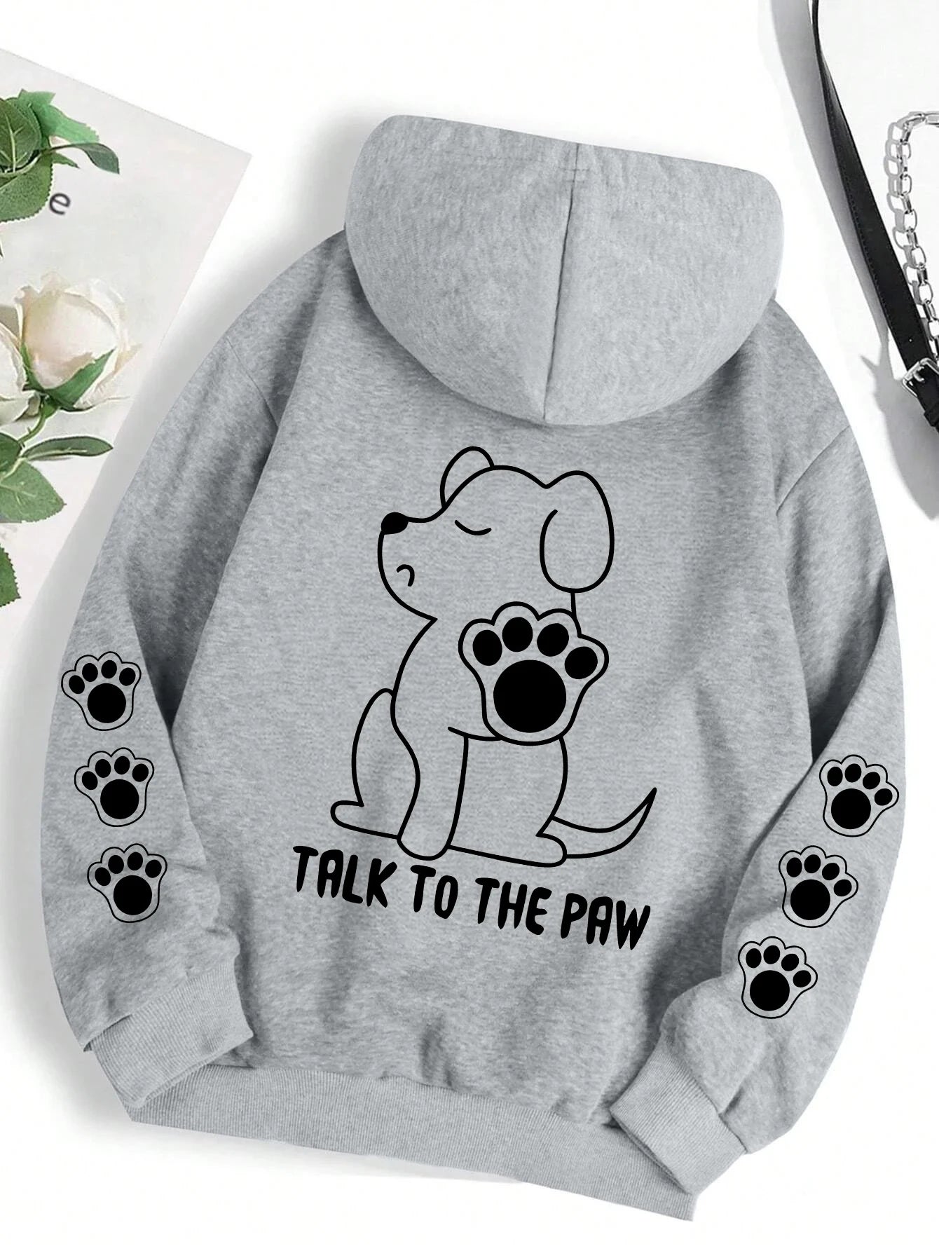 Talk To The Paw hættetrøje – varm fleece unisex trøje med hundeprint