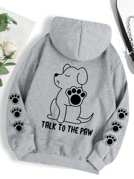 Talk To The Paw hættetrøje – varm fleece unisex trøje med hundeprint