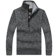 Herre striktrøje med halv lynlås og lange ærmer – slim fit sweater til hverdag – Tavrion