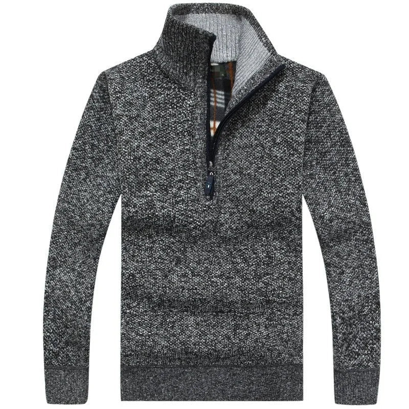 Herre striktrøje med halv lynlås og lange ærmer – slim fit sweater til hverdag – Tavrion