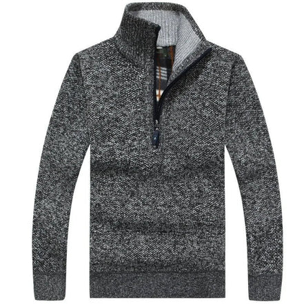 Herre striktrøje med halv lynlås og lange ærmer – slim fit sweater til hverdag – Tavrion