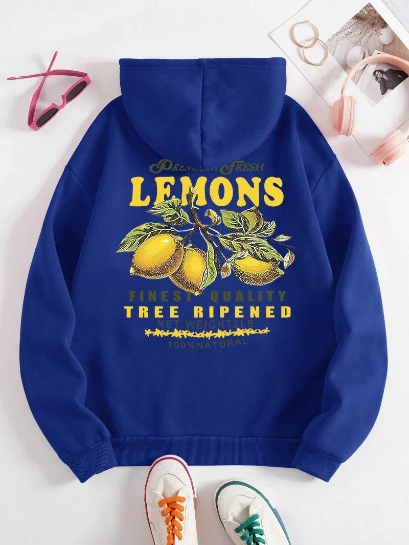 Lemon Hoodie med citronprint