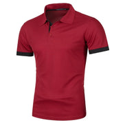 Herre polo shirt kortærmet polyester med knaplukning ensfarvet design