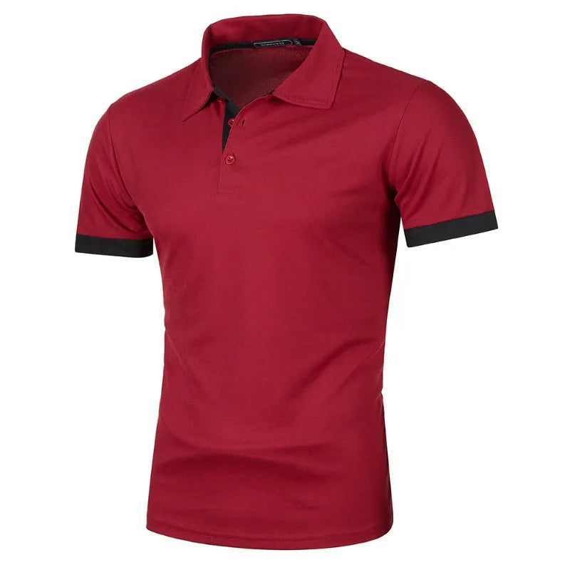 Herre polo shirt kortærmet polyester med knaplukning ensfarvet design
