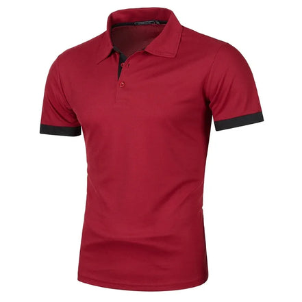 Herre polo shirt kortærmet polyester med knaplukning ensfarvet design