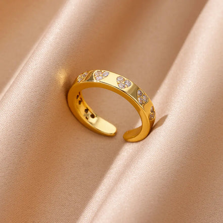 Serava ring – Justerbar rustfri stålrings med zirkon