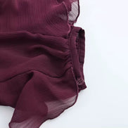 Dame chiffonbluse med V-hals og flæser – Elvoria