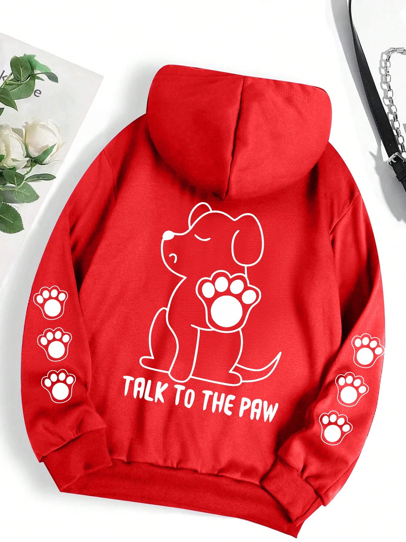 Talk To The Paw hættetrøje – varm fleece unisex trøje med hundeprint