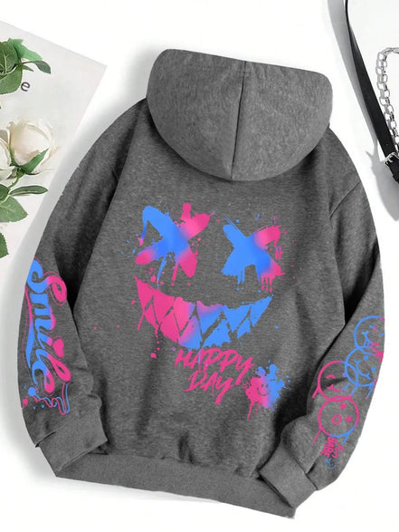 Smiley hættetrøje – unisex hoodie i afslappet pasform