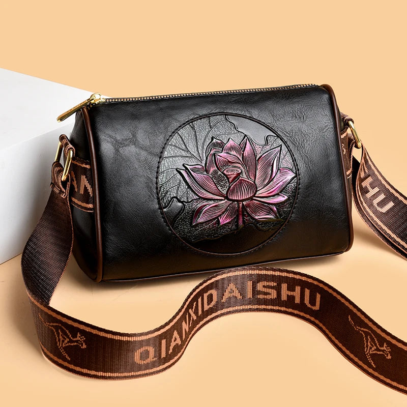 Floria Soft PU Crossbody Taske med Blomstermønster