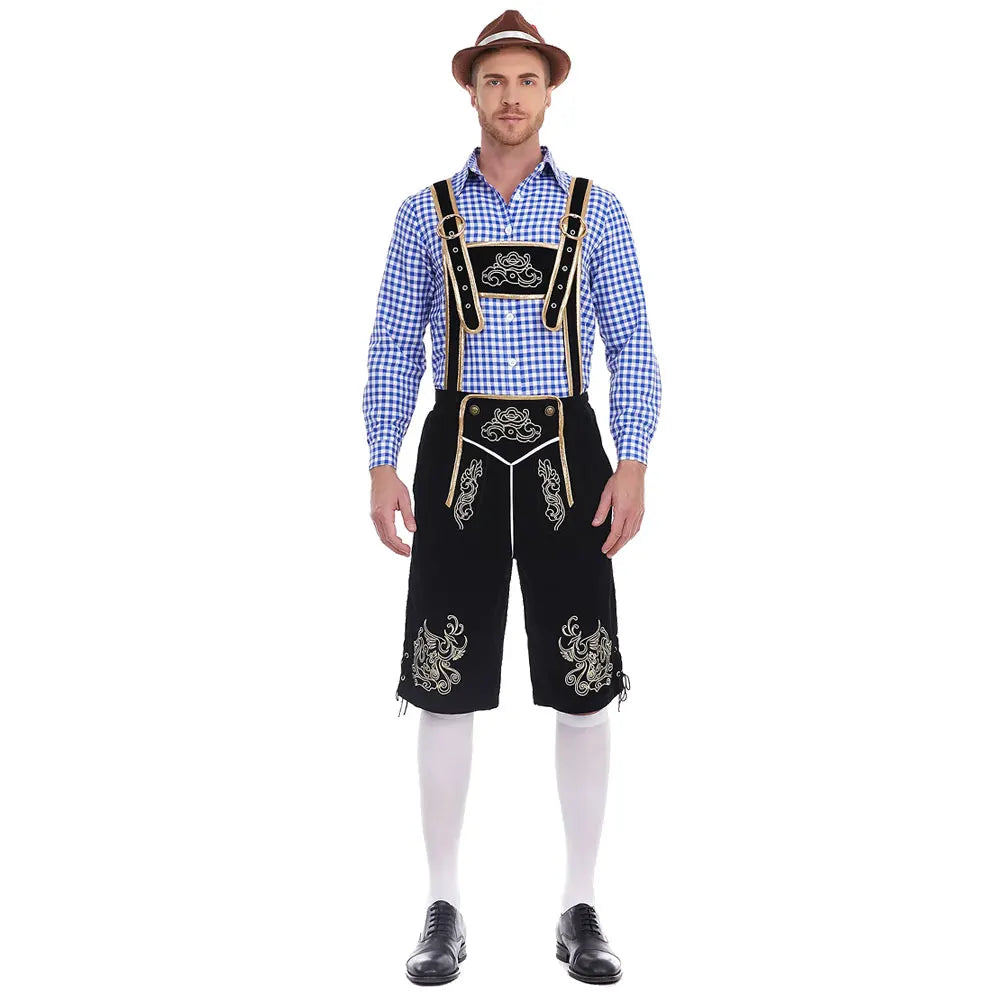Dvojdielny tirolský kostým pre mužov s košeľou a nohavicami na Oktoberfest – Tervano