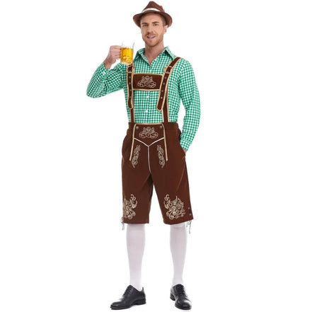 Dvojdielny tirolský kostým pre mužov s košeľou a nohavicami na Oktoberfest – Tervano