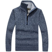 Herre striktrøje med halv lynlås og lange ærmer – slim fit sweater til hverdag – Tavrion