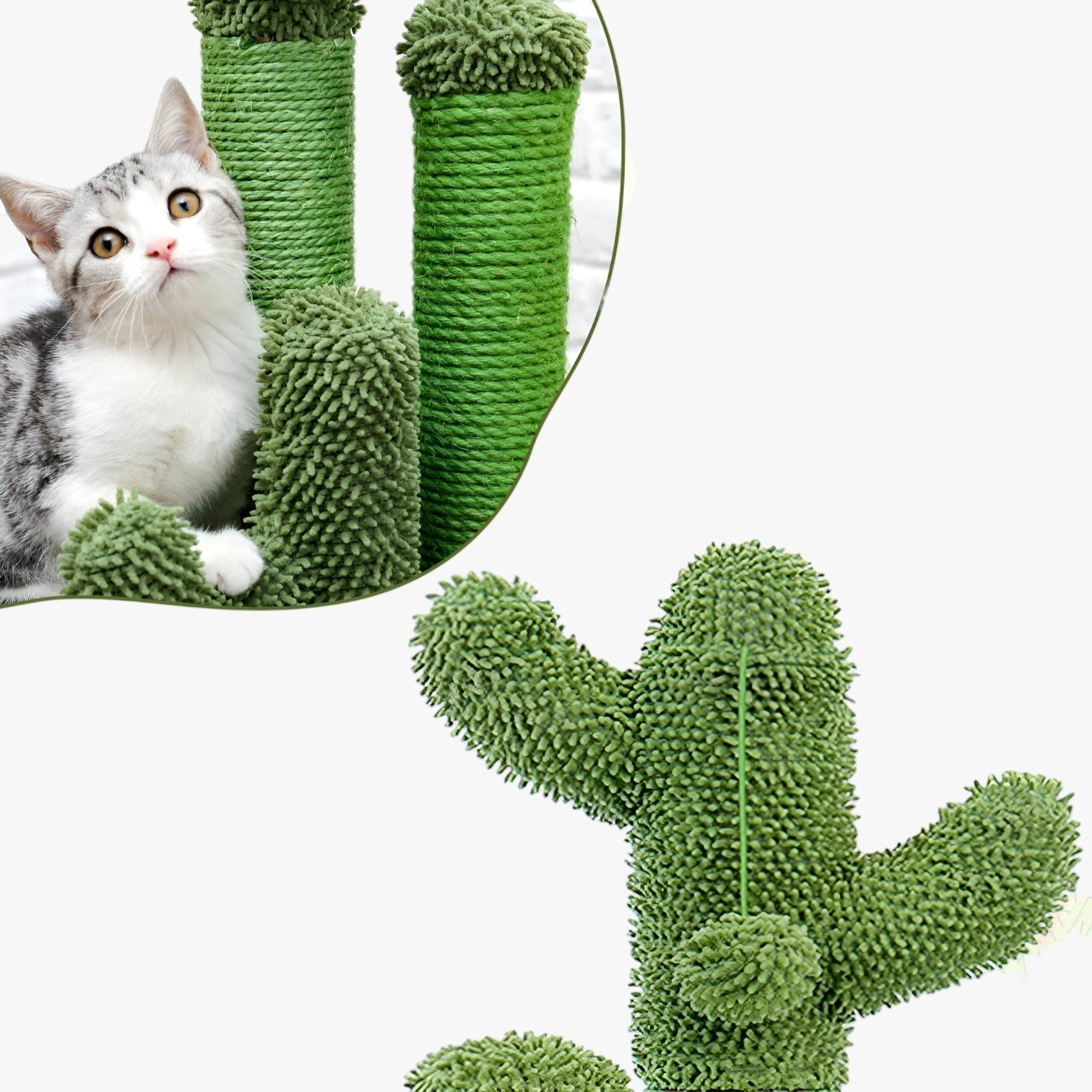 Clawvia Kaktusformet kradsebræt med tre stolper og hængende bold