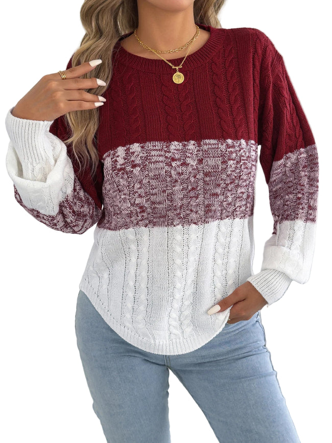 Malira strikket trøje med stribet mønster og lanterneærmer