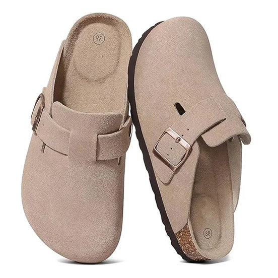 Corvelis Unisex Clogs i Ruskind med Korkfodseng