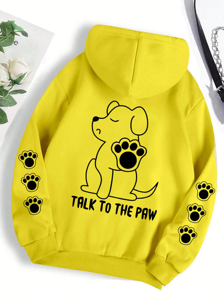Talk To The Paw hættetrøje – varm fleece unisex trøje med hundeprint