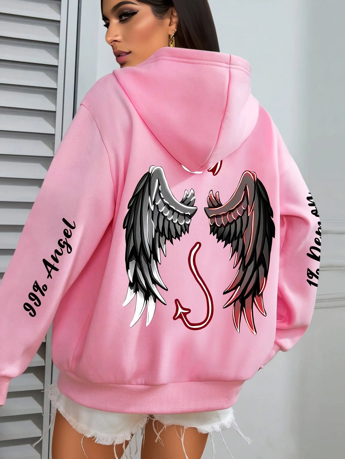 Angel & Devil hættetrøje – unisex sweatshirt med print