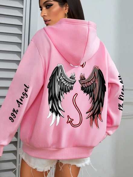 Angel & Devil hættetrøje – unisex sweatshirt med print