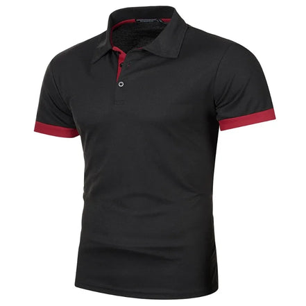 Herre polo shirt kortærmet polyester med knaplukning ensfarvet design