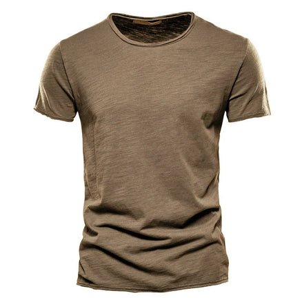 Herre T-shirt kortærmet bomuld rund hals let pasform