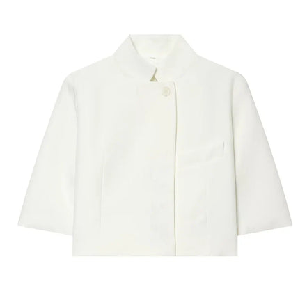 Cropped blazer med korte ærmer og knaplukning – Novelle
