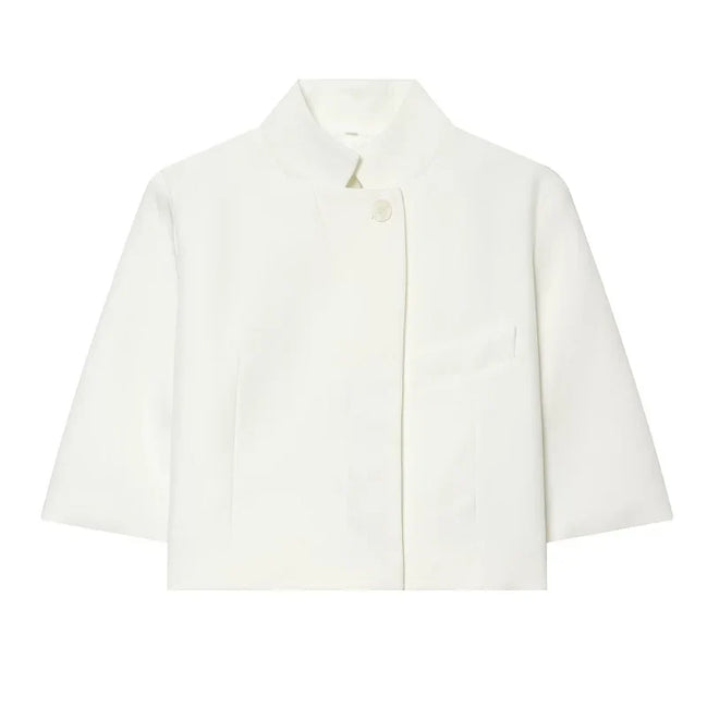 Cropped blazer med korte ærmer og knaplukning – Novelle