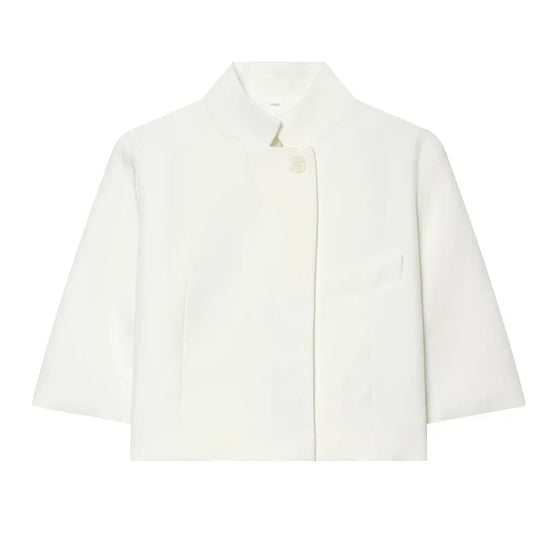 Cropped blazer med korte ærmer og knaplukning – Novelle