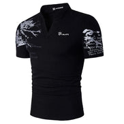 Herre polo shirt kortærmet polyester V-hals printet design