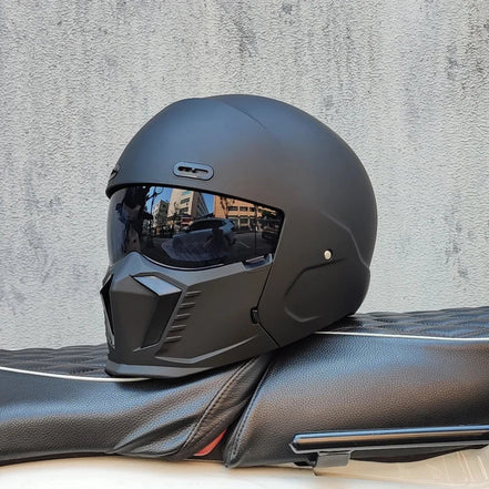 Unisex motorcykelhjelm med visir og full face design – hjelm til motorcykel og scooter – Nexorix