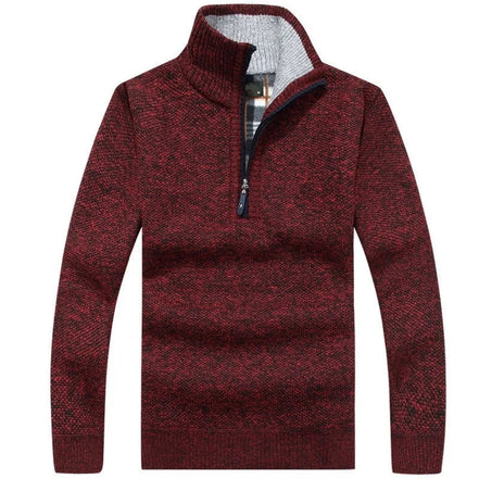 Herre striktrøje med halv lynlås og lange ærmer – slim fit sweater til hverdag – Tavrion