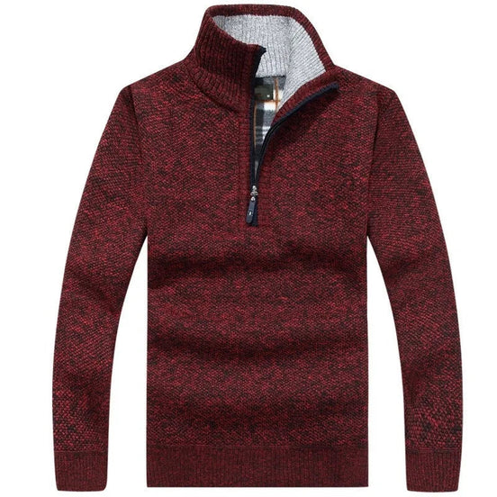 Herre striktrøje med halv lynlås og lange ærmer – slim fit sweater til hverdag – Tavrion