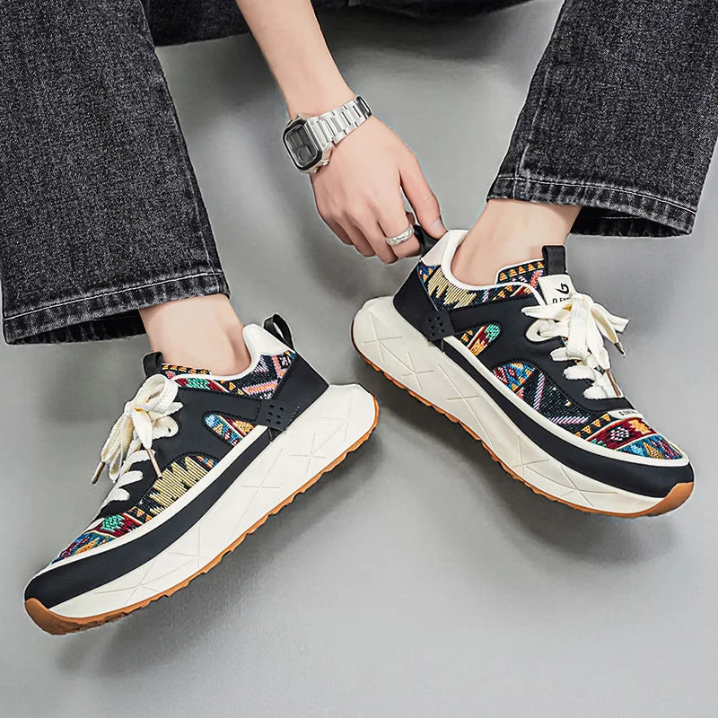 Lurex unisex sneakers med snørelukning – tekstilsko med gummisål