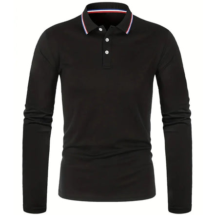 Herre polo med lange ærmer og ensfarvet design – Norvian