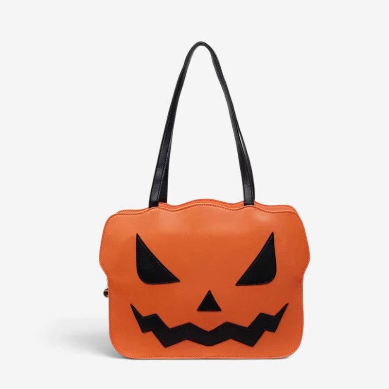 Halloweenová taška cez rameno s dizajnom tekvice v čiernej a oranžovej farbe – Norevia
