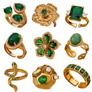 Verlina ring – Justerbar ring i rustfrit stål med grøn zirkon og oval form
