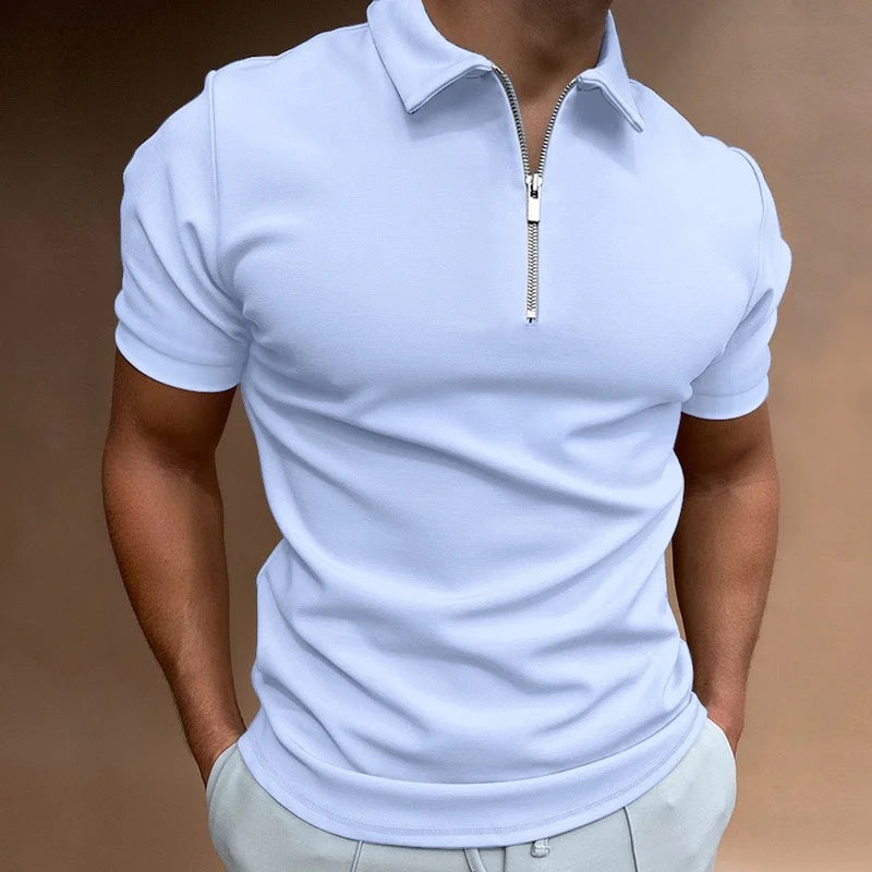 Virello Poloshirt med Half-Zip og Korte Ærmer Slim Fit