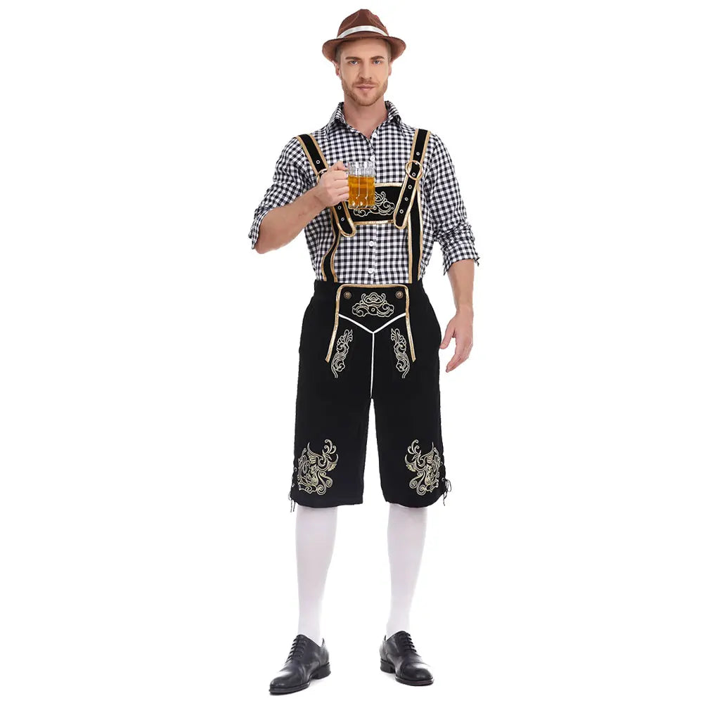 Dvojdielny tirolský kostým pre mužov s košeľou a nohavicami na Oktoberfest – Tervano