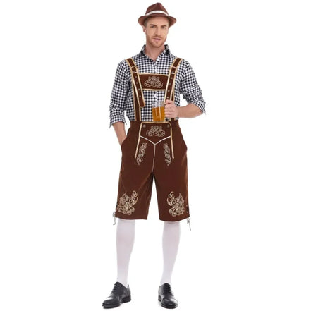 Dvojdielny tirolský kostým pre mužov s košeľou a nohavicami na Oktoberfest – Tervano