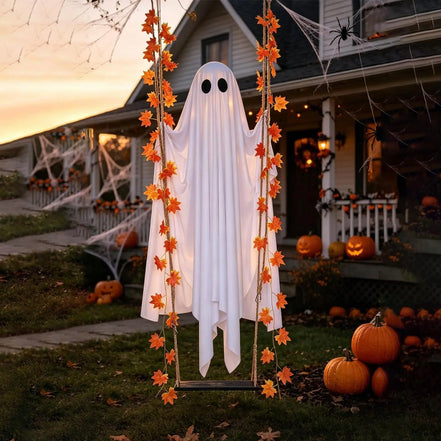Wiszący duch Halloween na huśtawce ze światłami LED – Spookvyn