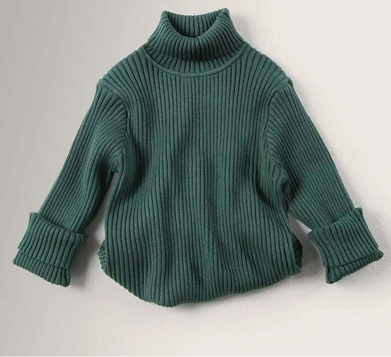 Dzianinowy sweter dziecięcy z golfem i długimi rękawami – Norellin